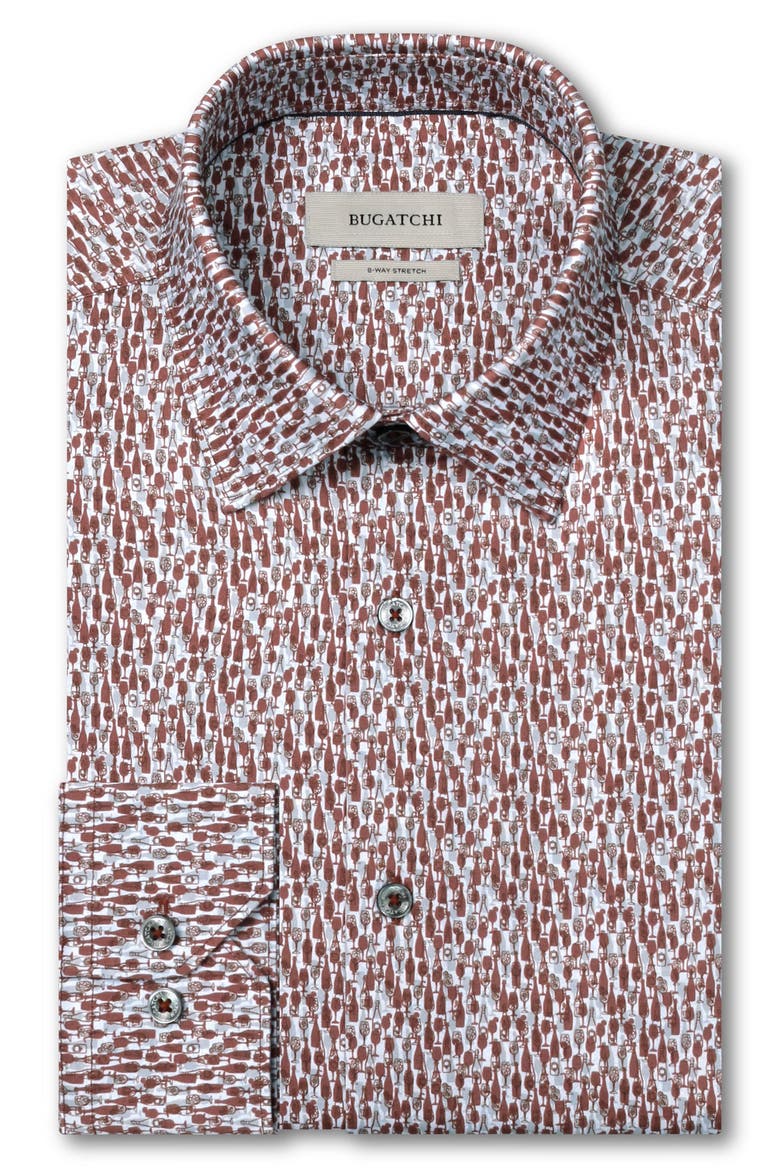 James OoohCotton® Wine Bottle Print Button-Up Shirt, Alternate, color, BURGUNDY