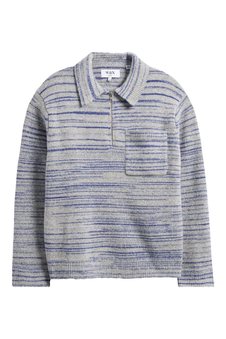 Alpha Space Dye Quarter Zip Polo Sweater, Alternate, color, GREY / BLUE
