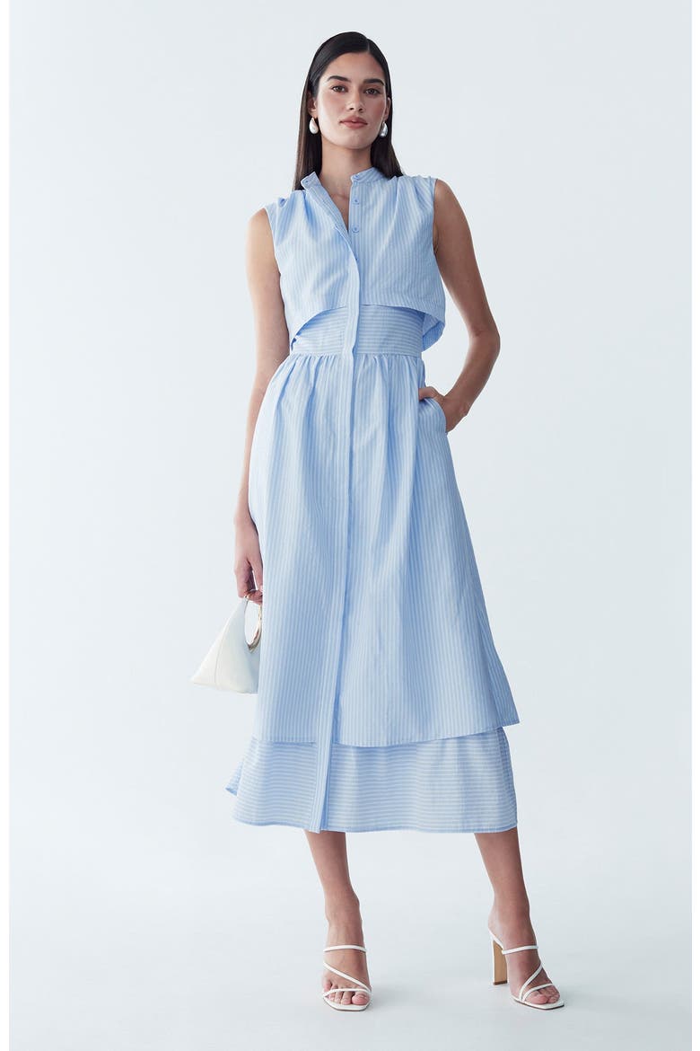 Fallyn Midi Dress, Alternate, color, Sky Blue - Wht