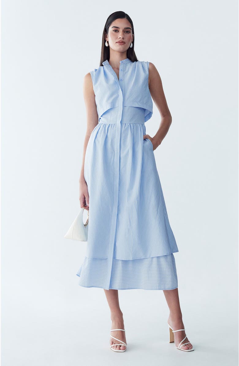 WILLA Fallyn Midi Dress, Alternate, color, Sky Blue - Wht