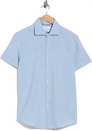 DENIM AND FLOWER Mélange Short Sleeve Tech Button-Up Shirt