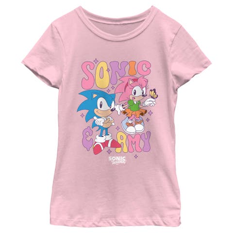 Girl's Sonic the Hedgehog Cute Couple  Graphic T-Shirt