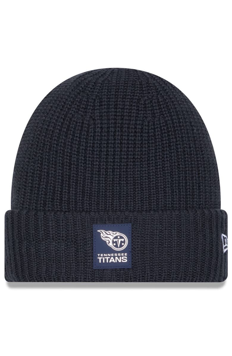 New Era Men's New Era Charcoal Tennessee Titans 2025 Sideline Cold Weather Cuffed Knit Hat, Main, color, Charcoal