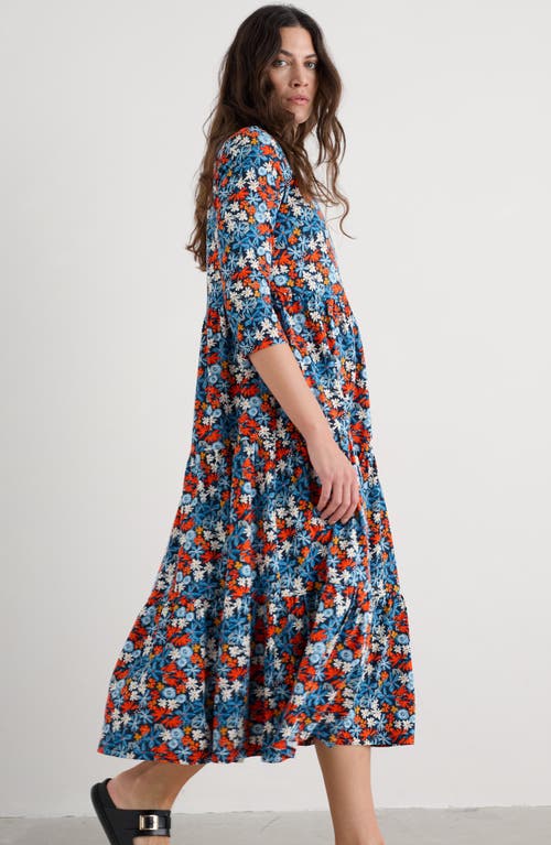 Seasalt Cornwall Tiered Organic Cotton Midi Dress In Multi