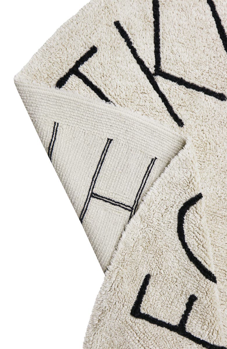 Lorena Canals Washable ABC Round Rug, Alternate, color, Black