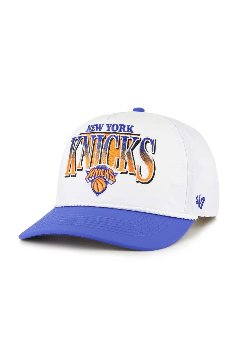 '47 Men's '47 White/Blue New York Knicks Tribute Two-Tone Hitch Adjustable Hat, Main, color, 