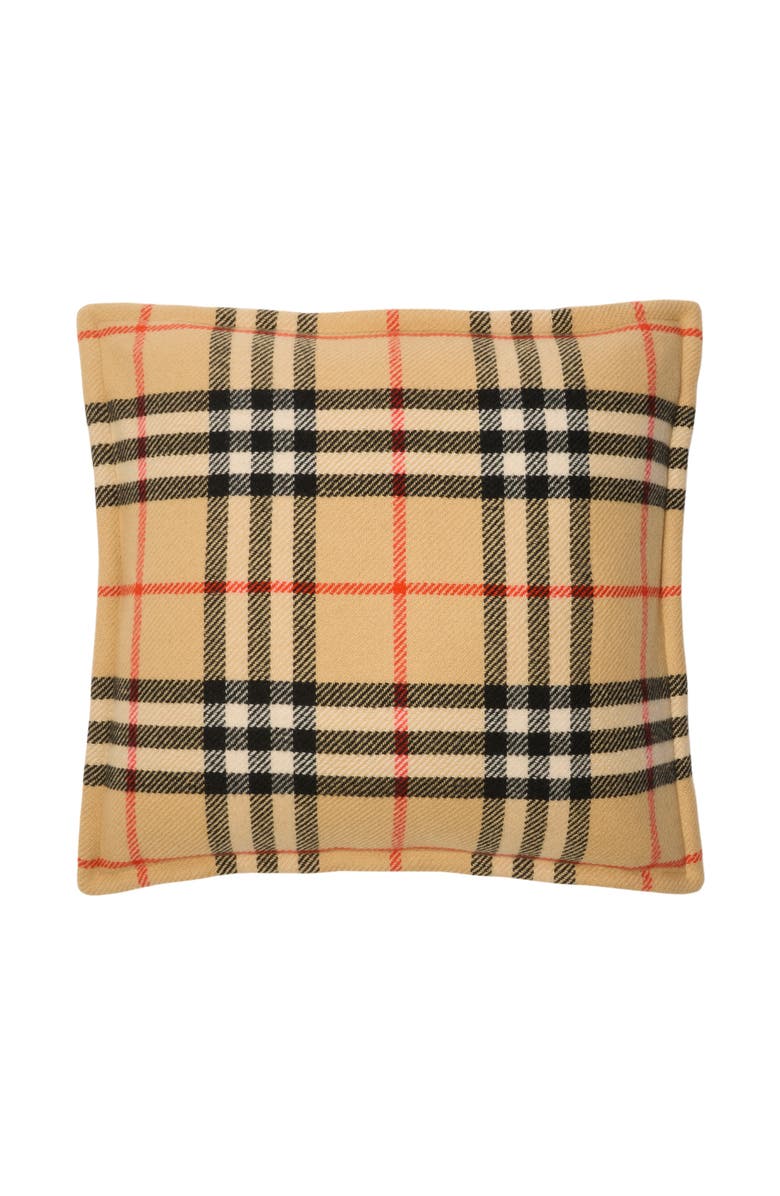 Burberry Check Wool Cashmere Cushion, Main, color, Sand
