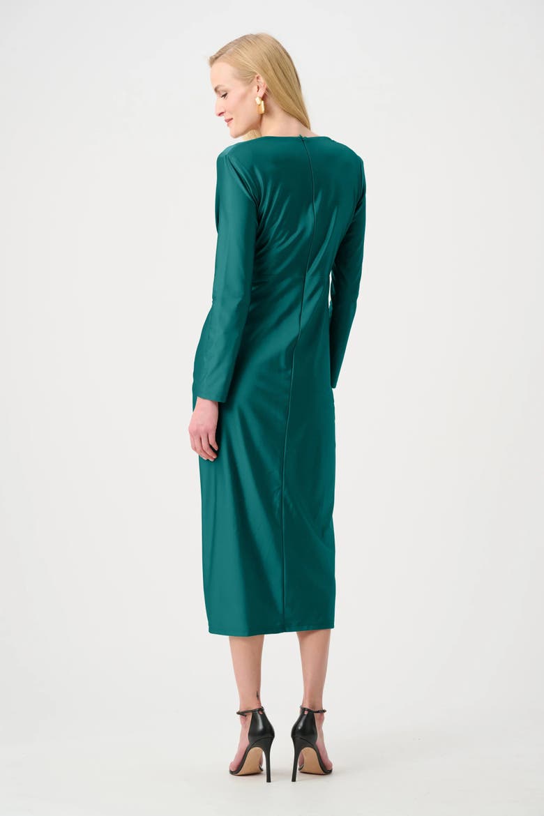 Satin Effect Knit Draped V-Neck Sheath Dress, Alternate, color, Opulent Green