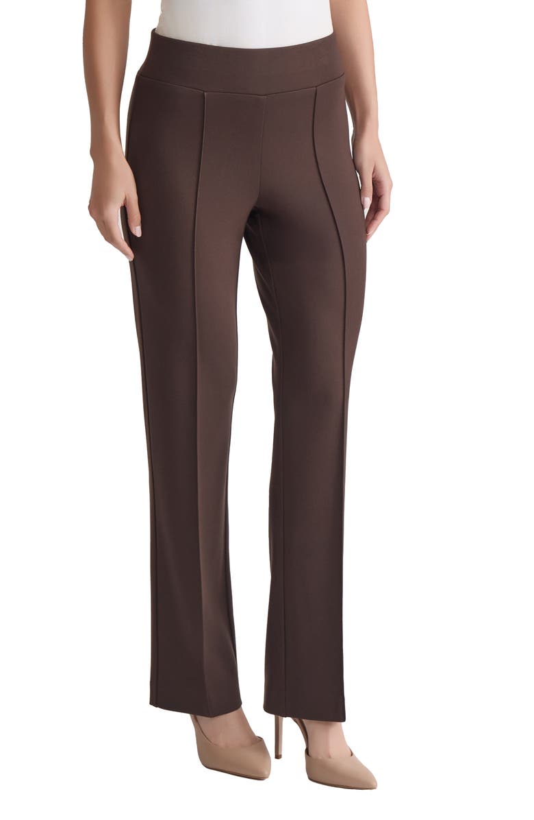Jones New York Pintuck Pull-On Straight Leg Pants, Alternate, color, Coffee Bean