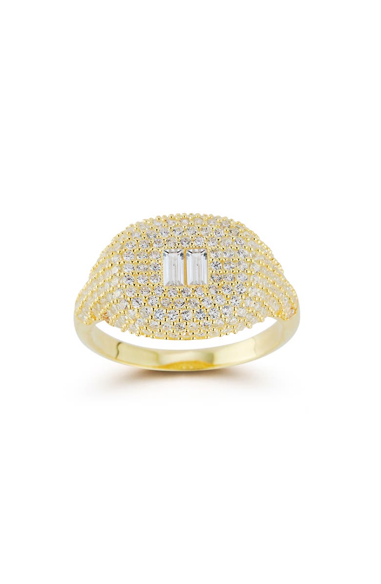 GLAZE JEWELRY Cubic Zirconia Signet Ring, Alternate, color, Gold