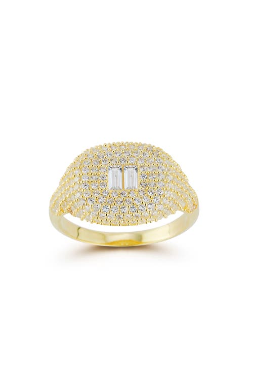 Glaze Jewelry Cubic Zirconia Signet Ring In Gold