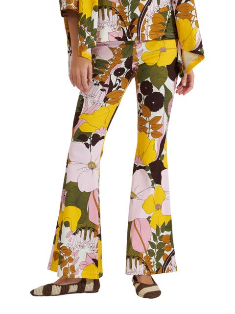 Meditation Pants Big Flower Rose Pink