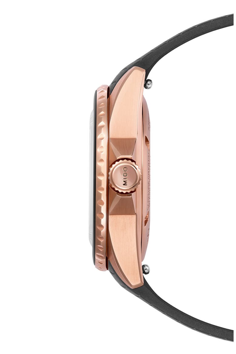Ocean Star Rubber Strap Watch, 36.5mm, Alternate, color, BLACK