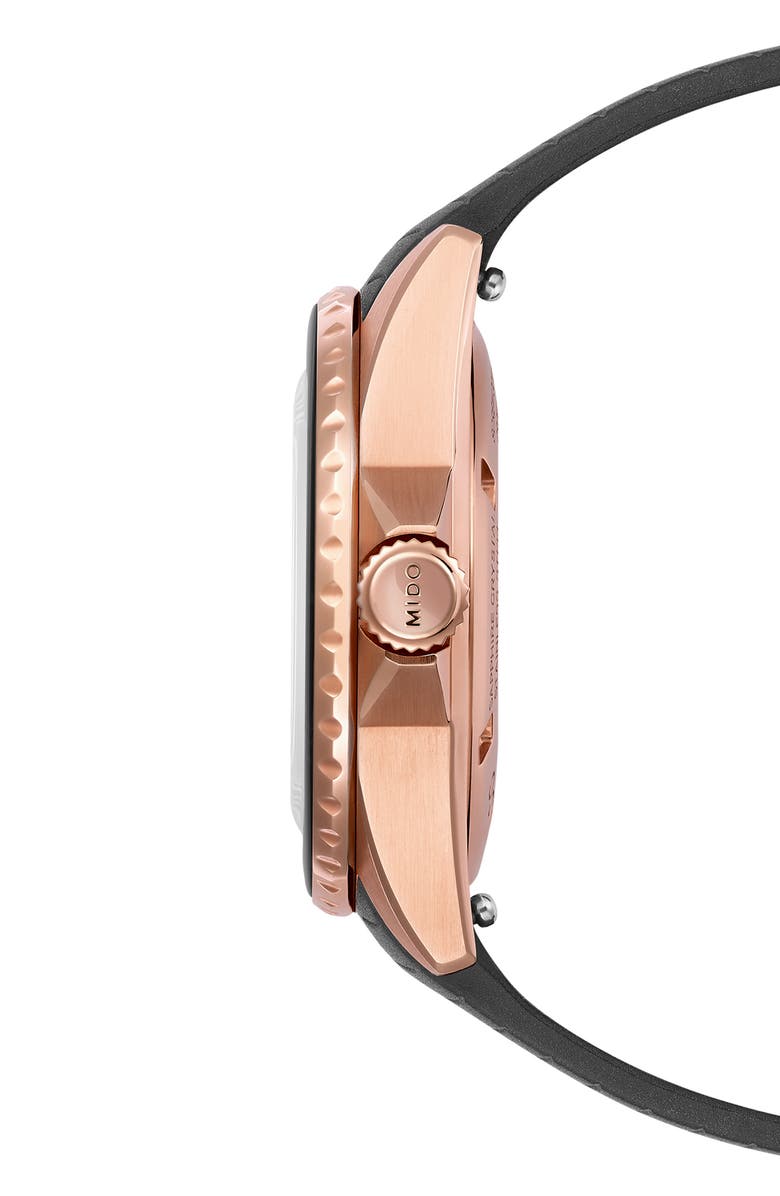 MIDO Ocean Star Rubber Strap Watch, 36.5mm, Alternate, color, Black