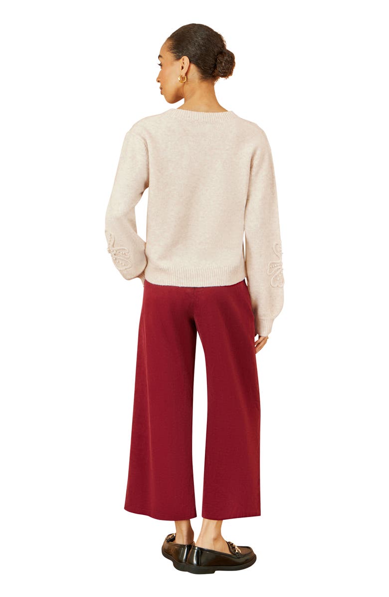 Yumi Floral Applique Sweater, Alternate, color, Oatmeal