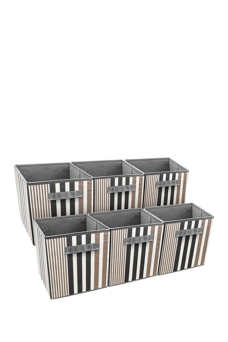 Foldable Storage Cube Basket Bin - Set of 6 - Black Line, Main, color, BLACK LINES