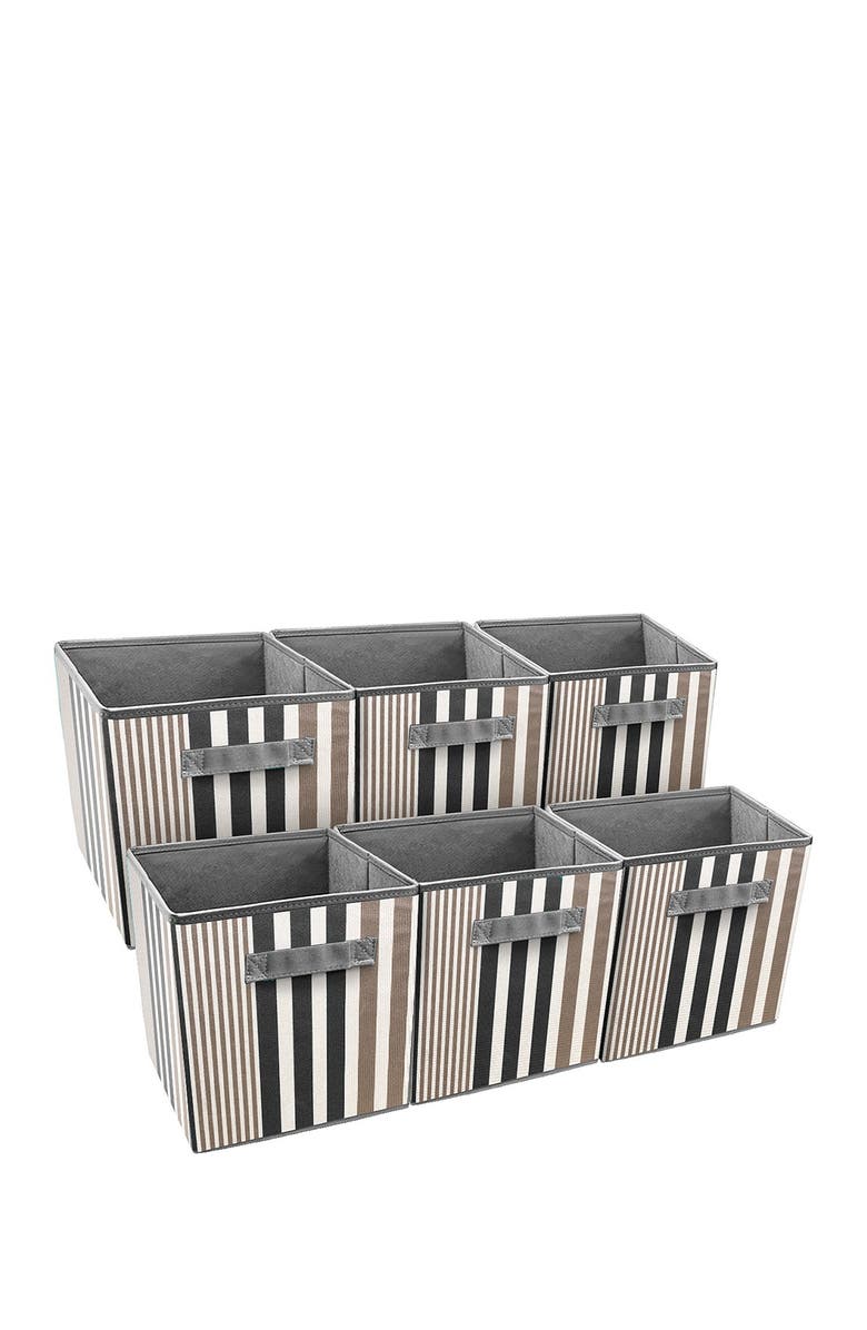 SORBUS Foldable Storage Cube Basket Bin - Set of 6 - Black Line, Main, color, Black Lines