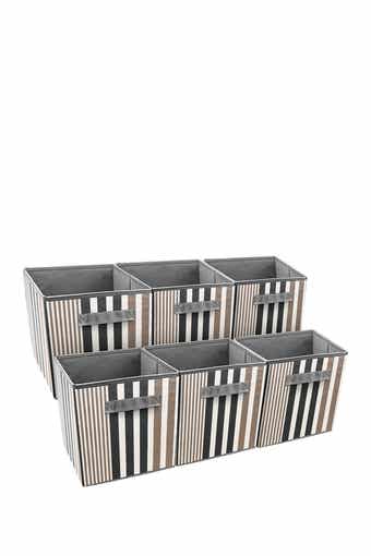 SORBUS Foldable Storage Cube Basket Bin - Set of 6 - Black Line