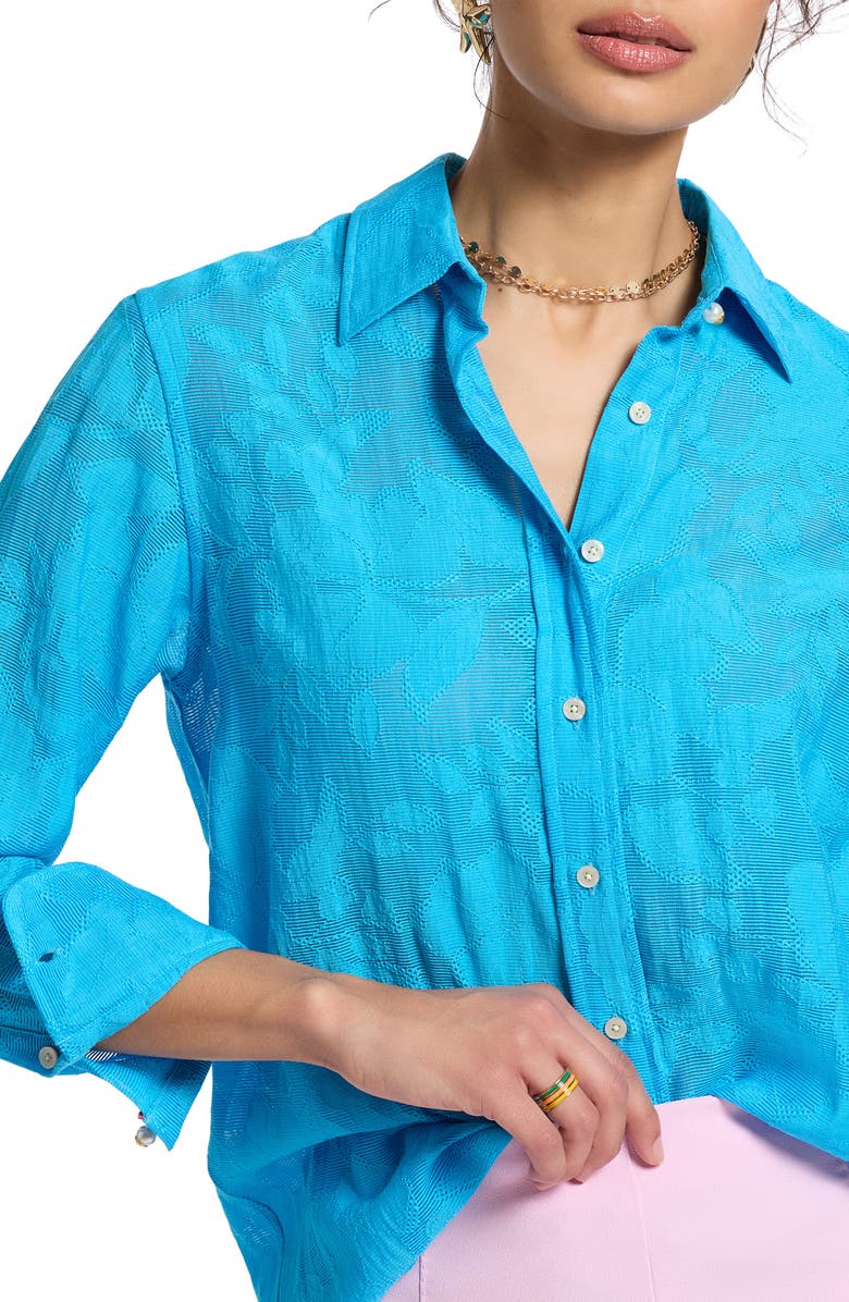 Robert Graham Carrie Long Sleeve Woven Shirt, Alternate, color, Blue