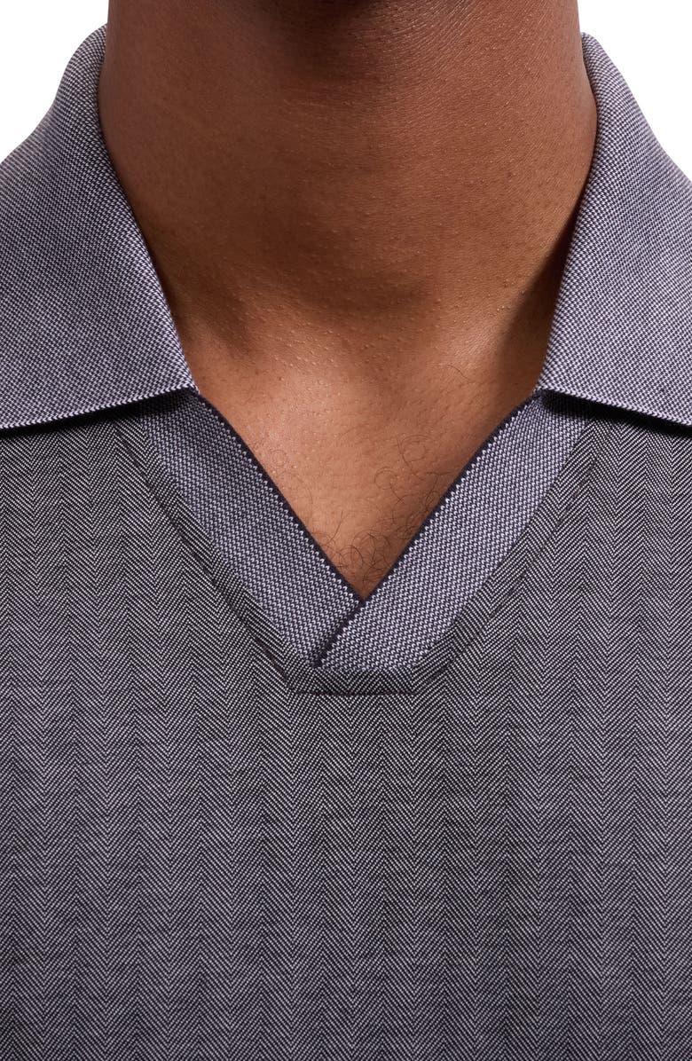 Bugatchi Tipped Johnny Collar Polo, Alternate, color, Black