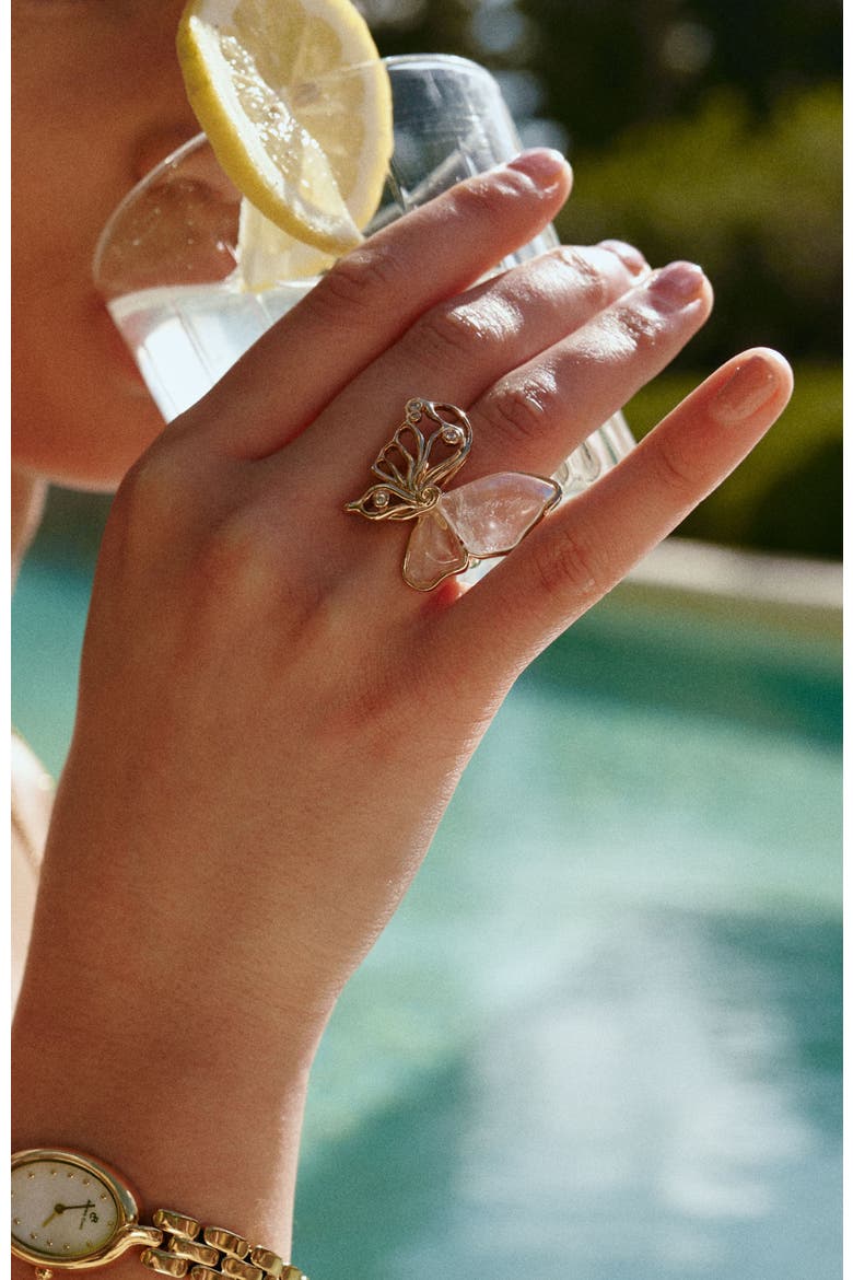 Butterfly Serenade Ring, Alternate, color, Gold & White
