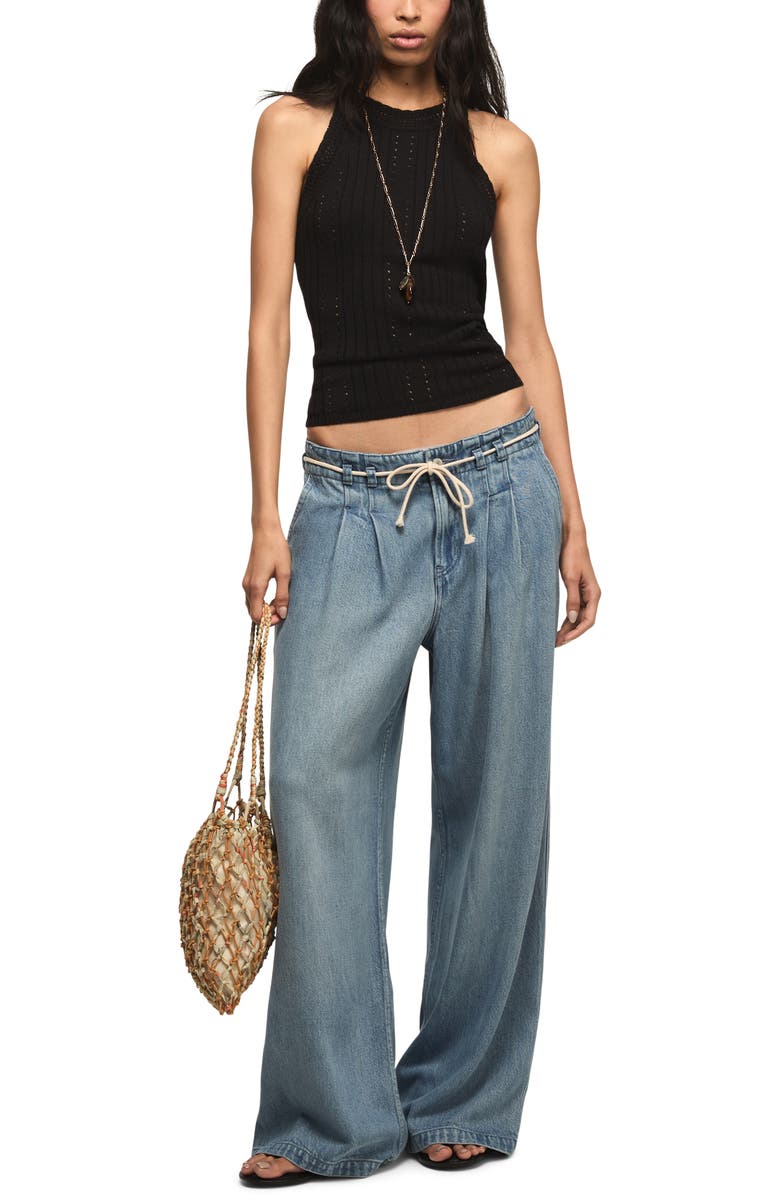 Lucky Brand Pointelle Sweater Tank, Alternate, color, Dark Black