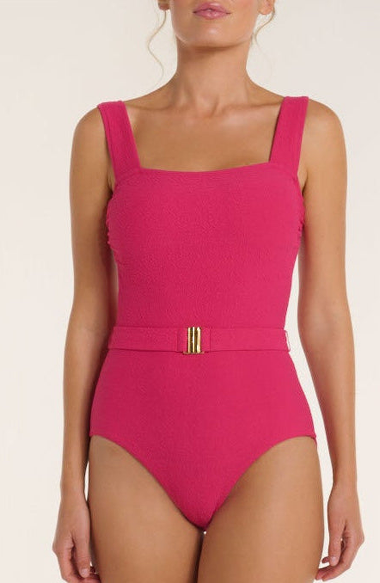 Hermoza Belted Marisa One-piece Swimsuit, Main, color, Teaberry
