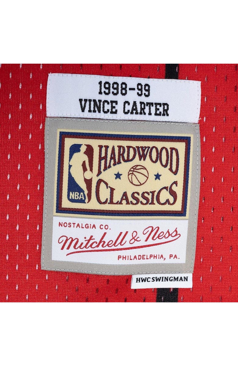 Mitchell & Ness Men's Mitchell & Ness Vince Carter Purple/Red Toronto Raptors Hardwood Classics 1998/99 Split Swingman Jersey, Alternate, color, 