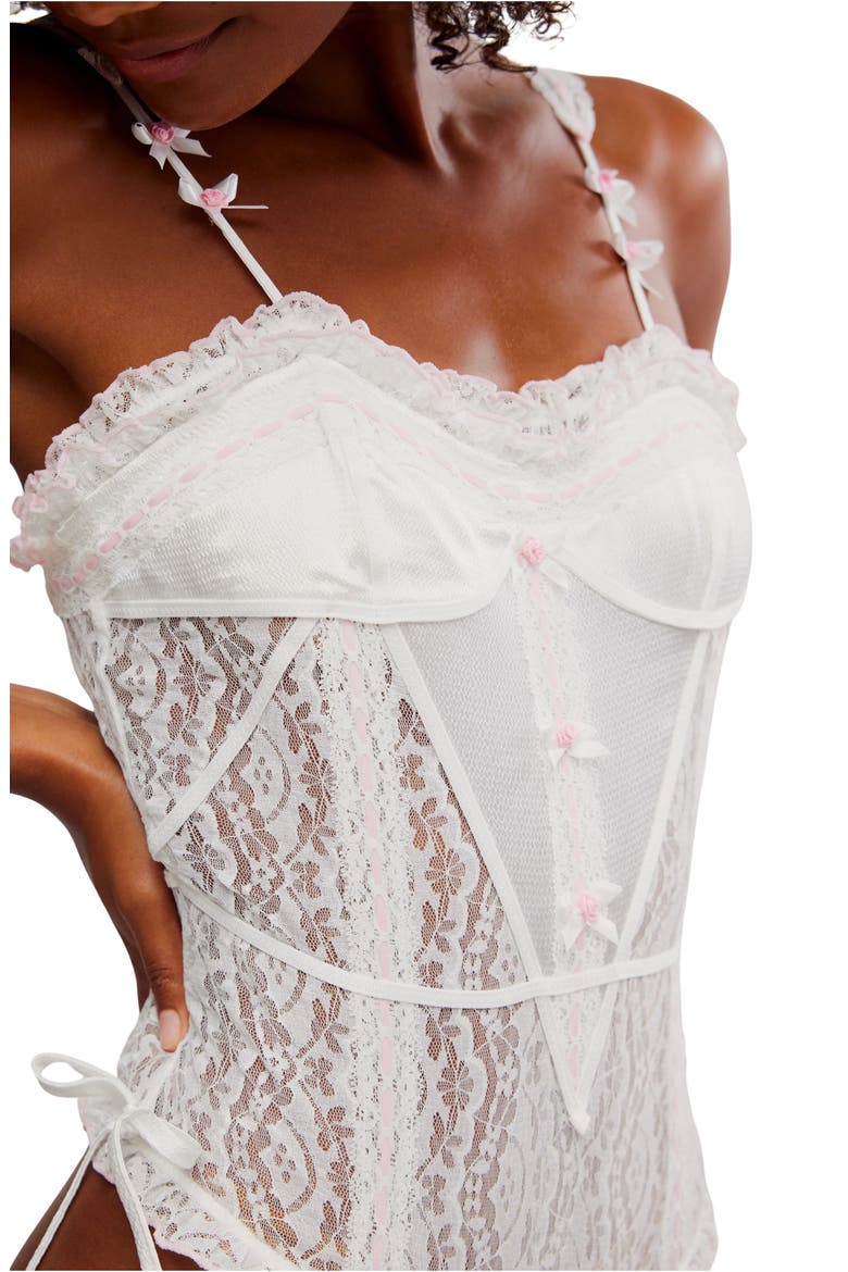 Sweet Cheeks Thong Bodysuit, Alternate, color, WHITE COMBO