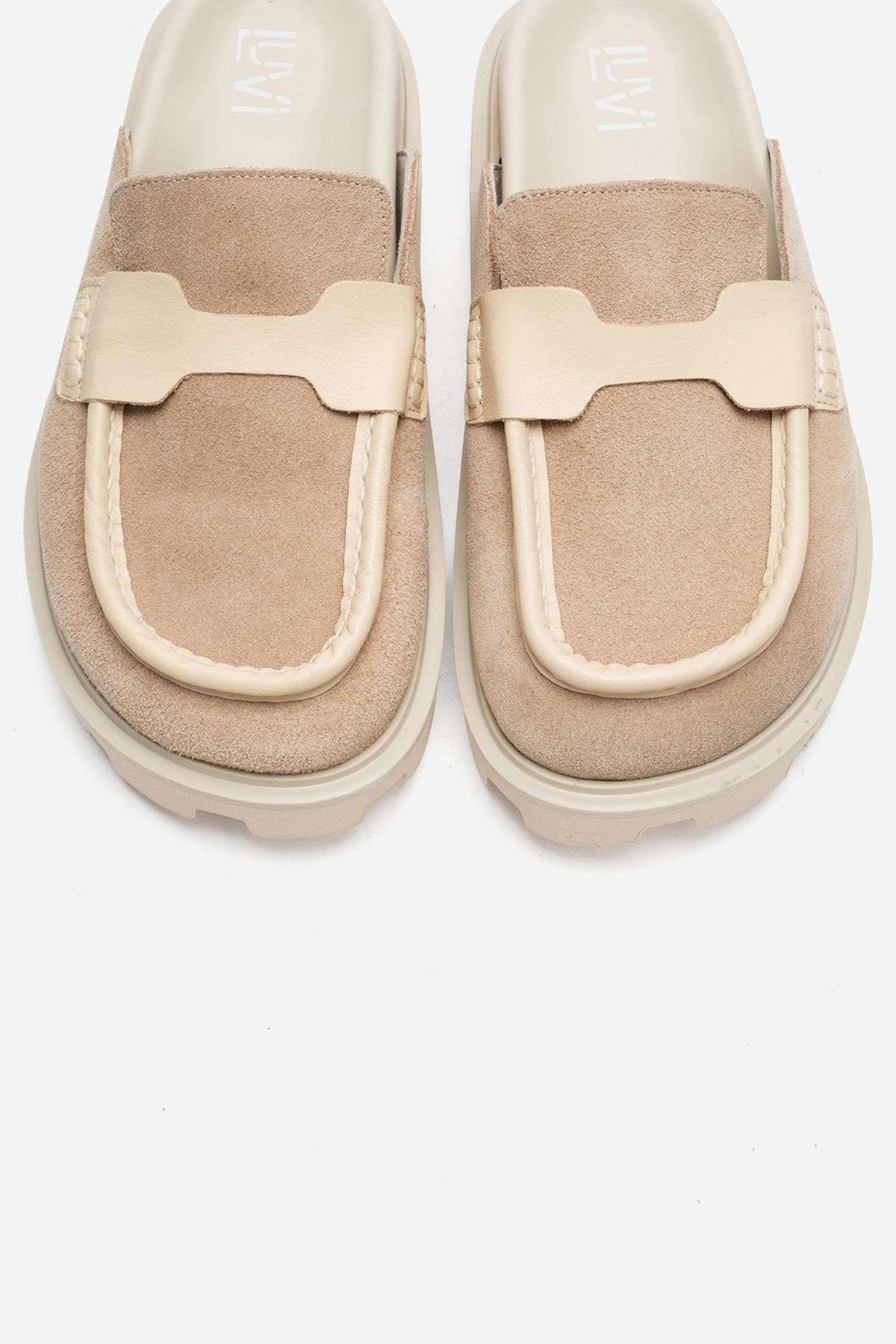 Forever & Always Shoes Vela Leather Slipper, Alternate, color, Beige Suede