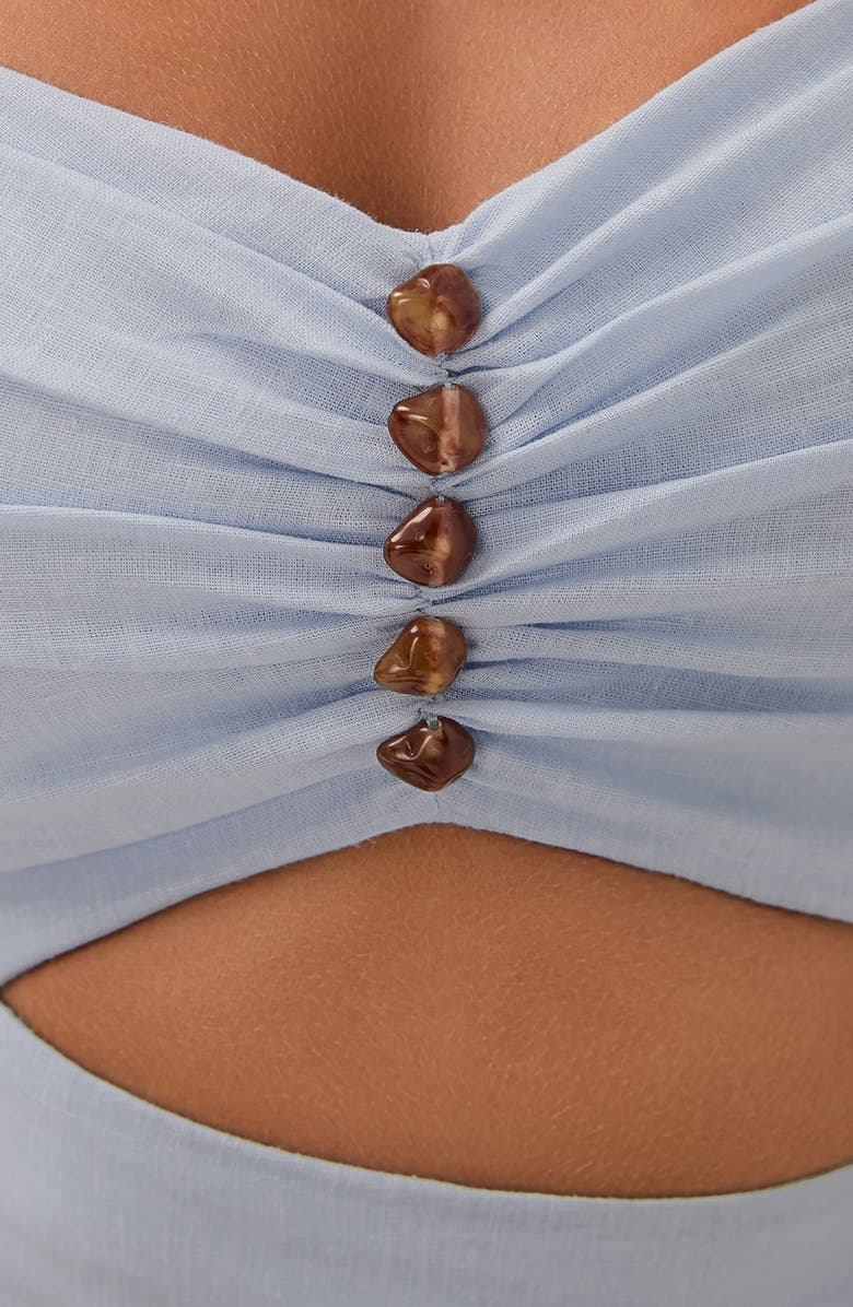 ViX Paula Hermanny Sylvi Cutout Linen & Cotton Cover-Up Maxi Dress, Alternate, color, Blue