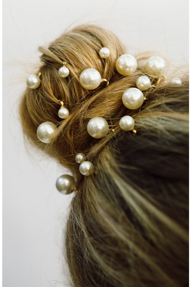 Perla Set of 7 Faux Pearl Bobby Pins, Alternate, color, PEARL