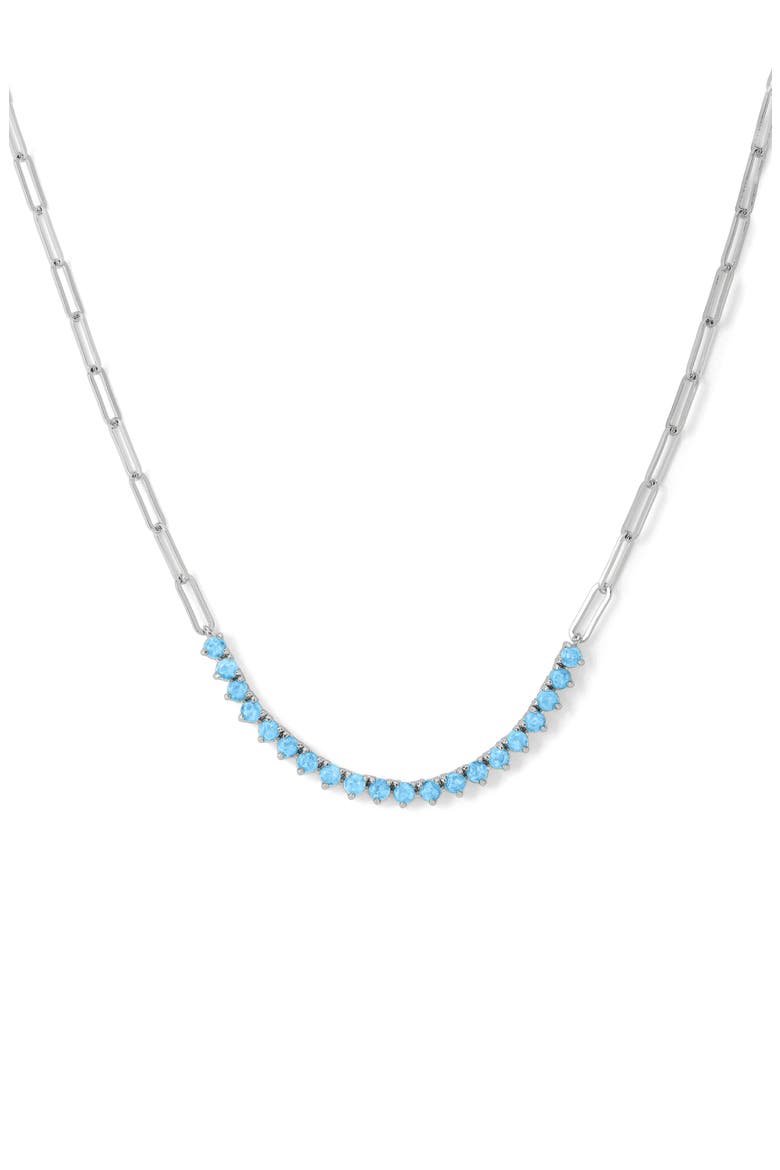 Not Your Basic Lab-Created Opal Necklace, Main, color, SILVER-BLUE OPAL