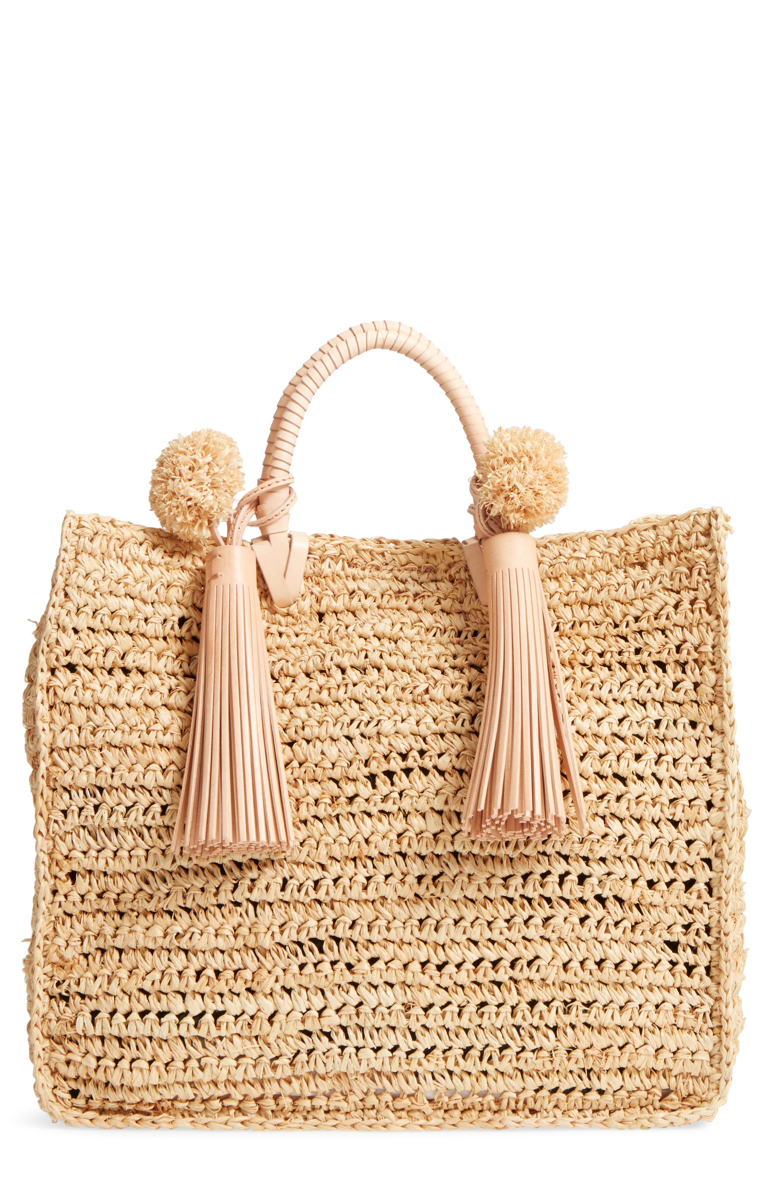 Loeffler Randall Straw Travel Tote, Main, color, 