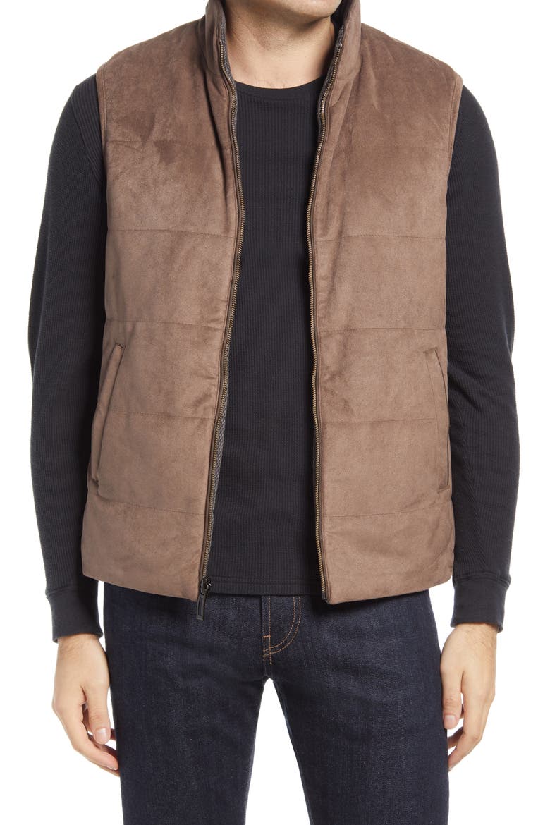 Reversible Quilted Vest, Main, color, TAUPE/ BRN