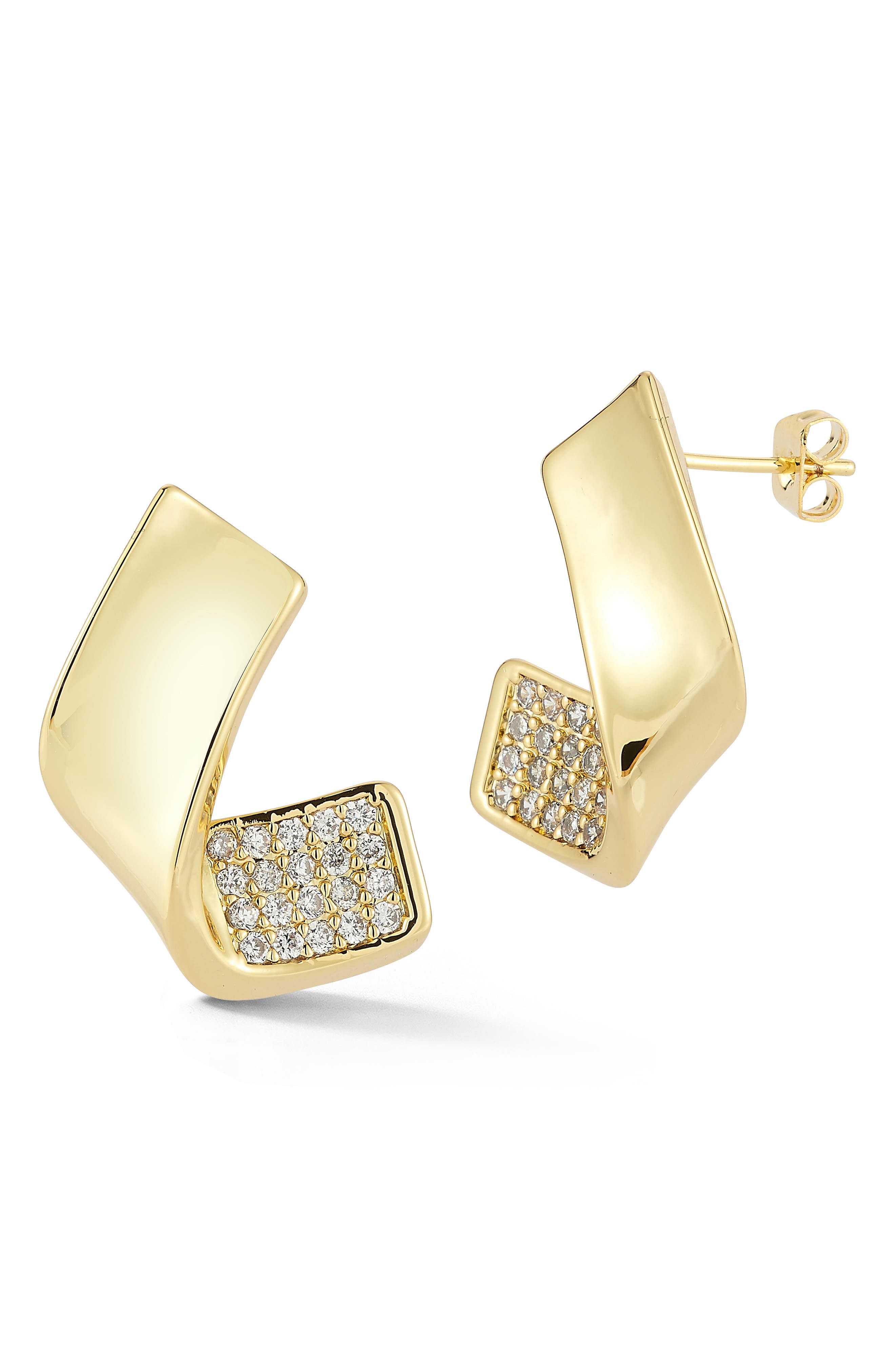 Cubic Zirconia Swirl Earrings