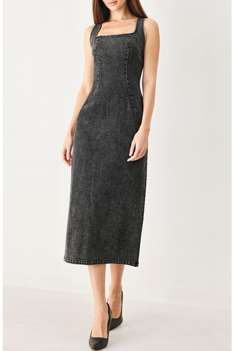 Denim Midi Dress, Alternate, color, BLACK