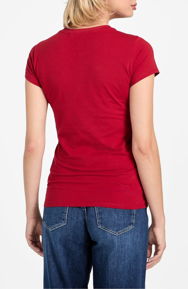 GUESS Rhinestone Logo T-Shirt, Alternate, color, Red