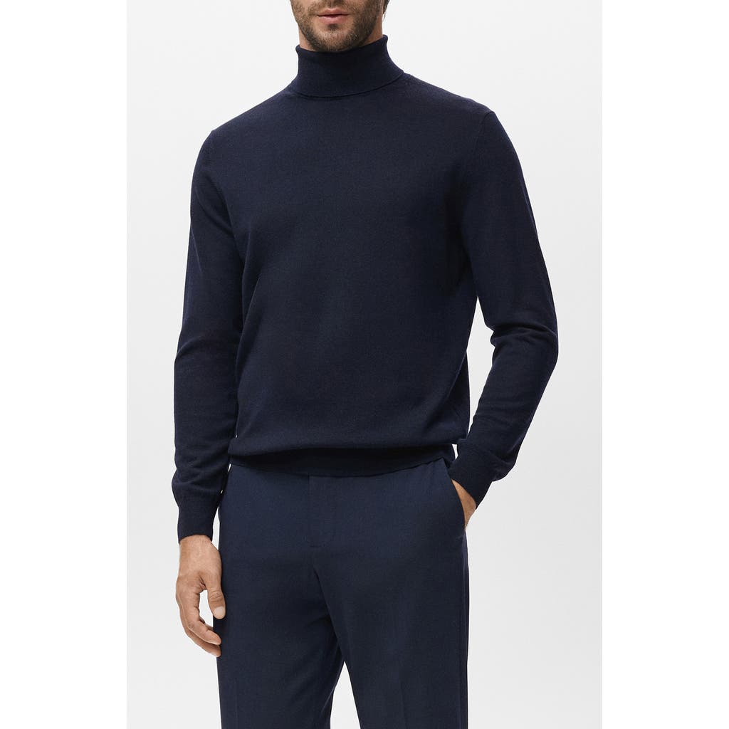 Mango Turtleneck Wool Sweater In Blue