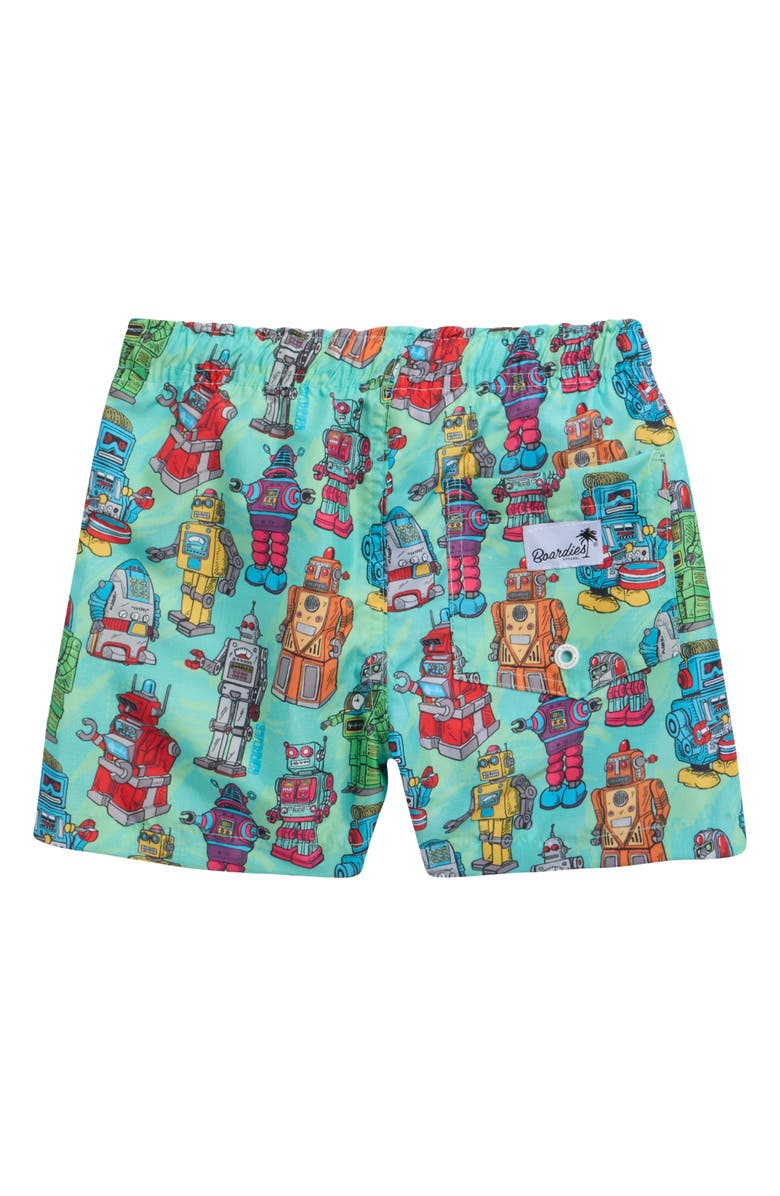 Boardies Kids' Robots Swim Trunks, Alternate, color, Green
