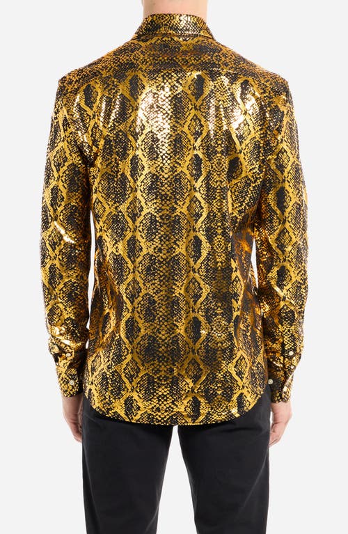 Opposuits Shiny Snakeskin Button-up Shirt In Gold