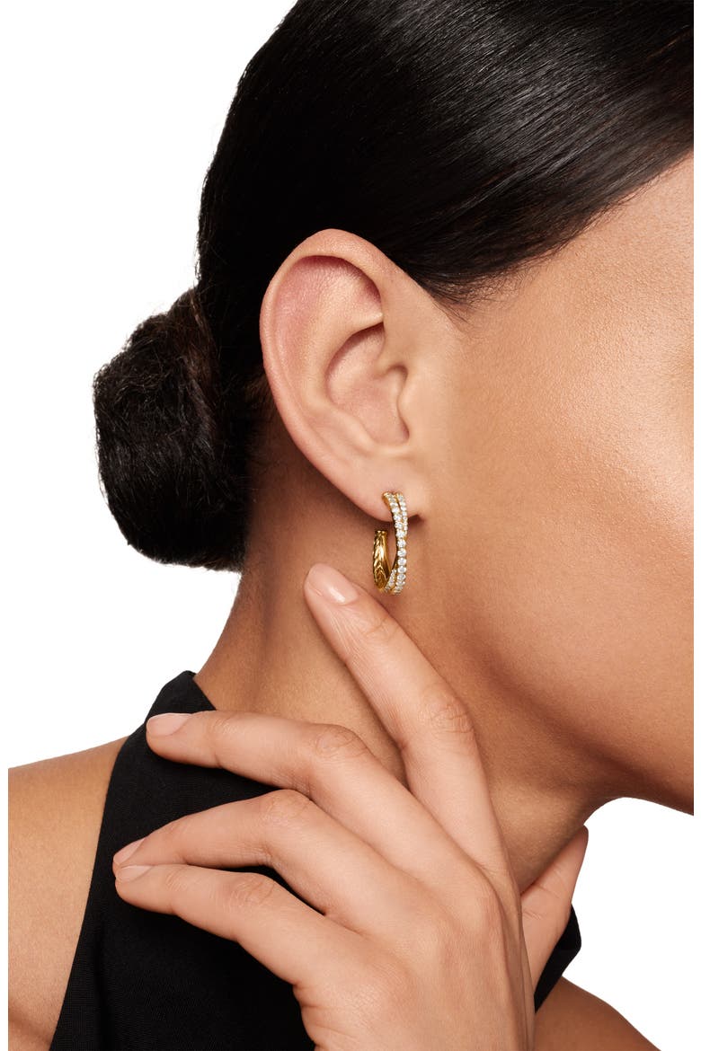 Pavé Diamond Crossover Hoop Earrings, Alternate, color, 18K YELLOW GOLD