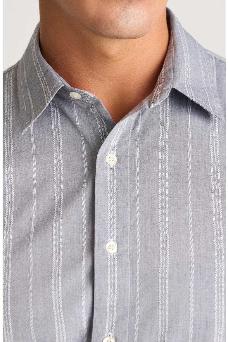 Riviera Slim Fit Stripe Short Sleeve Button-Up Shirt, Alternate, color, TEXTURED TOBY STRIPE