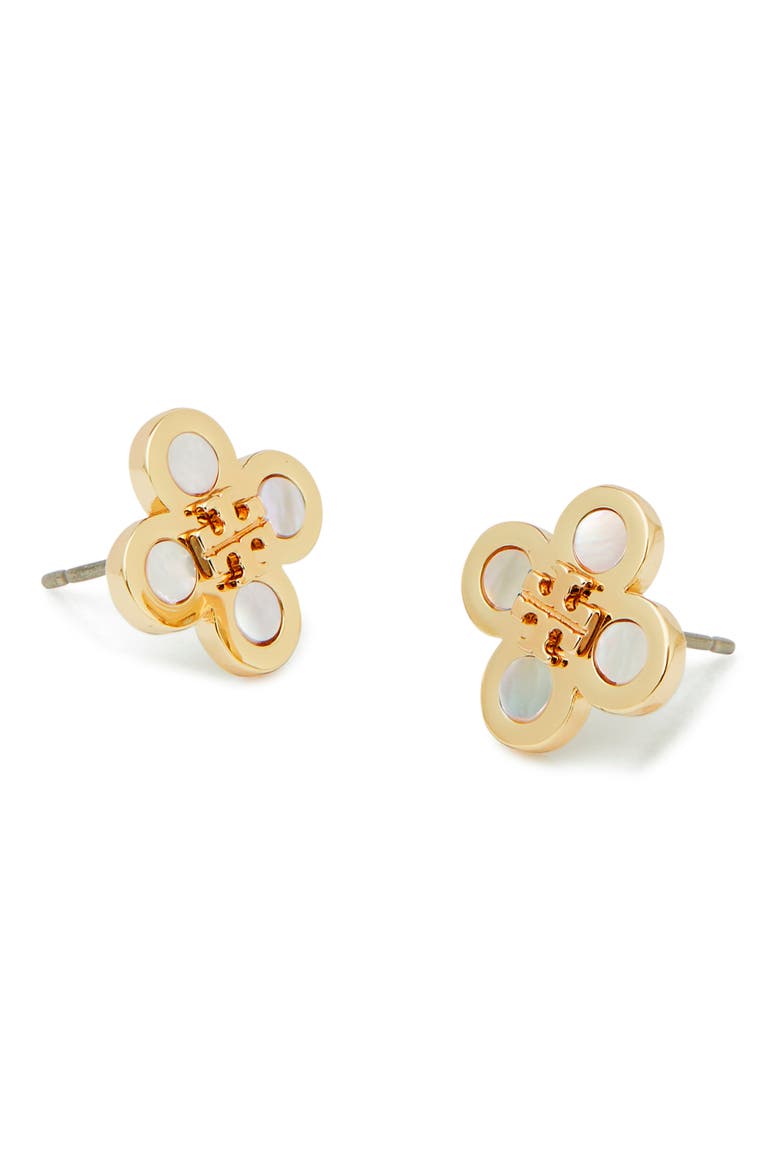 Kira Mother-of-Pearl Clover Stud Earrings, Alternate, color, TORY GOLD / MOTHER OF PEARL
