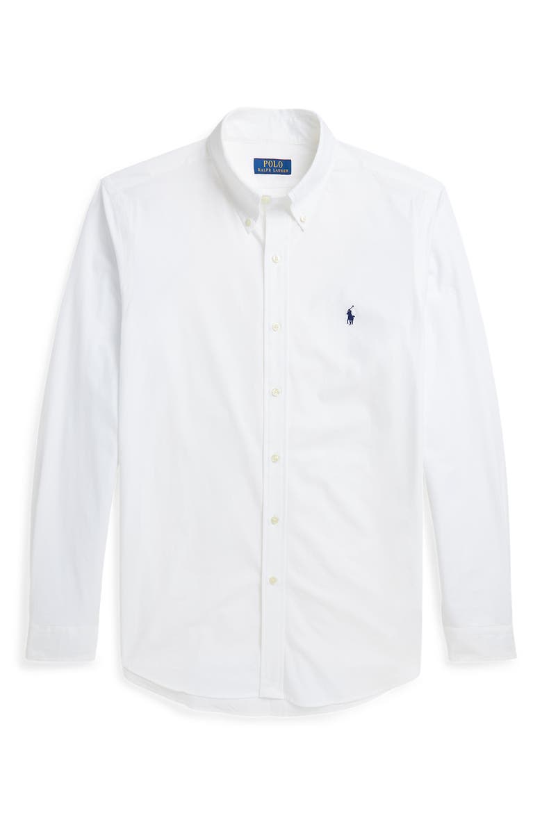 Classic Fit Stretch Cotton Poplin Button-Down Shirt, Alternate, color, WHITE