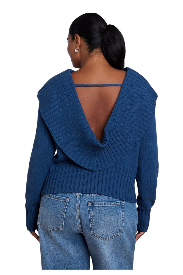 Plunging Back Sweater (plus), Alternate, color, SET SAIL