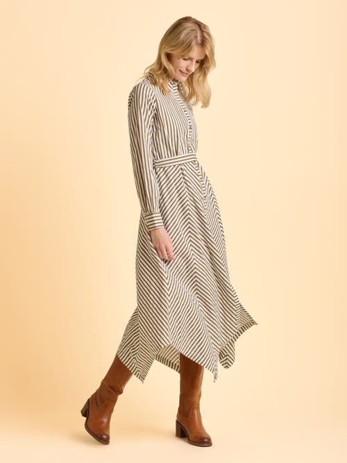 Brakeburn Forrest Long Sleeve Shirt Midi Dress In Neutral