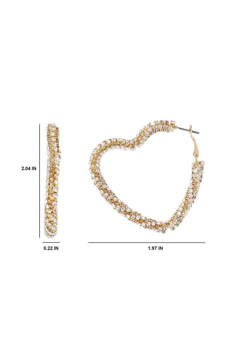 BCBGeneration Crystal Heart Hoop Earrings, Alternate, color, Gold