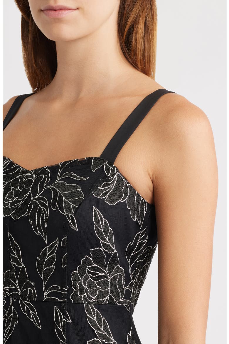 Floral Embroidery High-Low Dress, Alternate, color, BLACK/WHITE