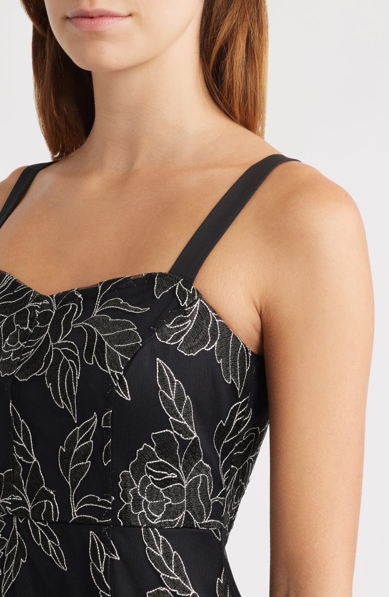 Sam Edelman Floral Embroidery High-Low Dress, Alternate, color, Black/White